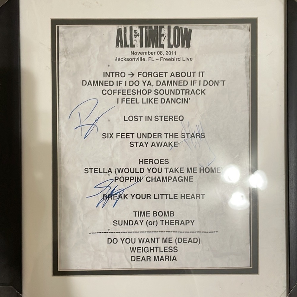 All Time Low band set list signed
